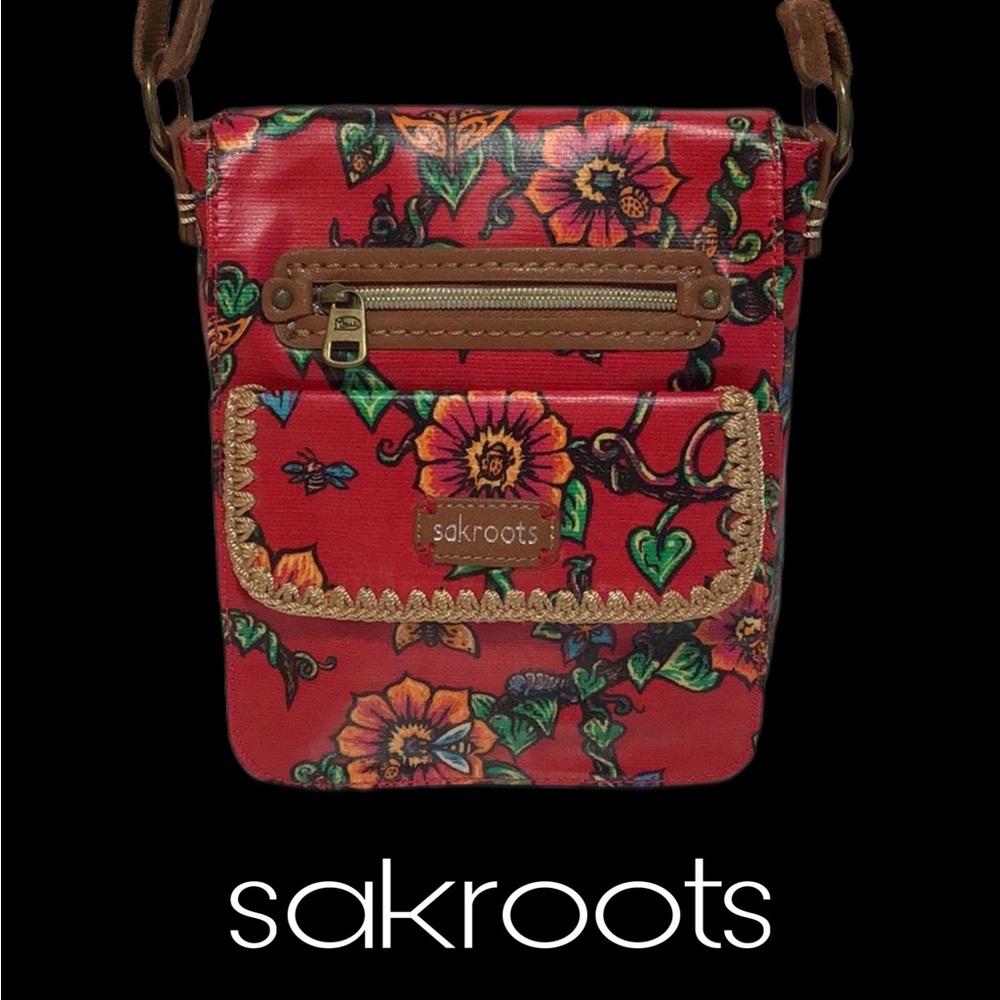 sakroots Messenger bag, Convertible, Red Floral